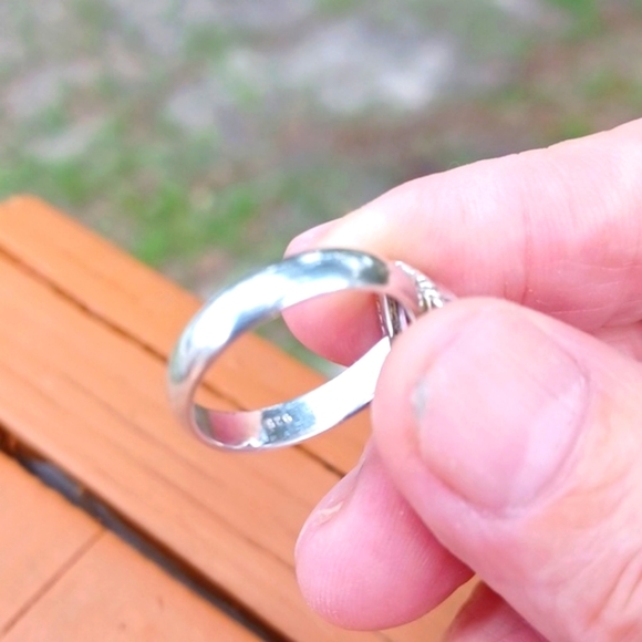 Womans Ethiopian Opal 100% Sterling Silver Large Tear Drop Ring Sz 8 - Picture 11 of 17